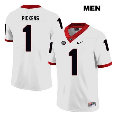Men's Georgia Bulldogs NCAA #1 George Pickens Nike Stitched White Legend Authentic College Football Jersey MWT6754SF